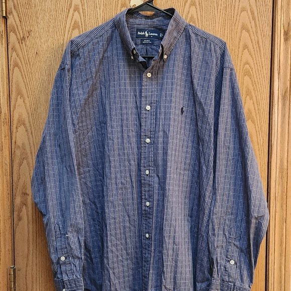 RALPH LAUREN Blake Men's Blue Plaid Button Down Shirt - Large - Picture 2 of 4
